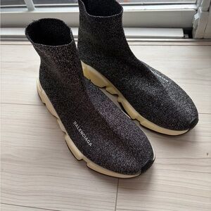 Balenciaga Metallic Black Sock Sneakers size 9.5
